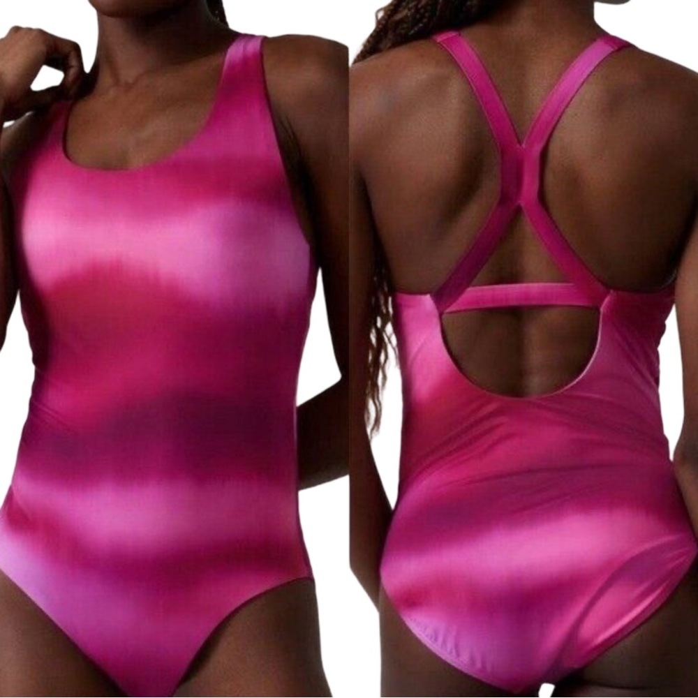 Athleta Malibu Pink & Purple Ombre One Piece Swimsuit Size Large